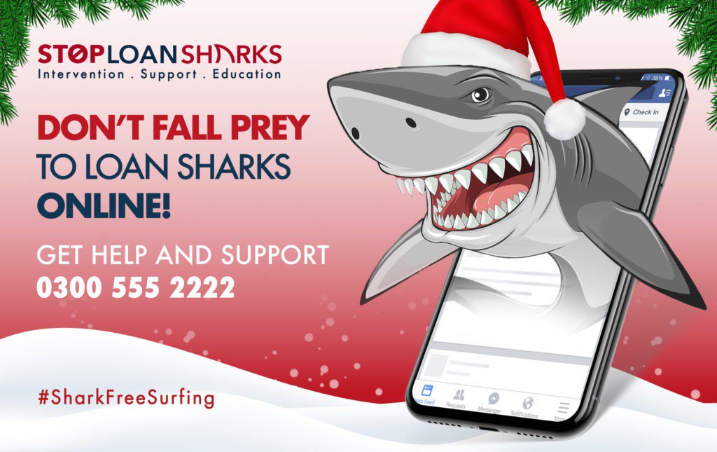 An Image of a shark saying "Don't fall prey to loan sharks online"