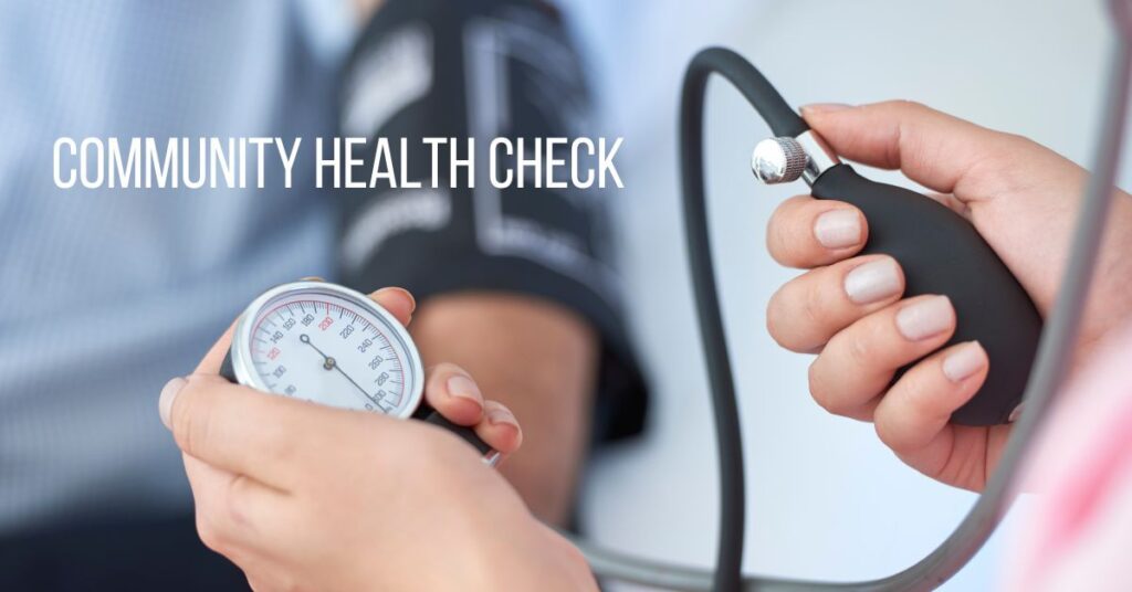 image shows a person having a blood pressure check