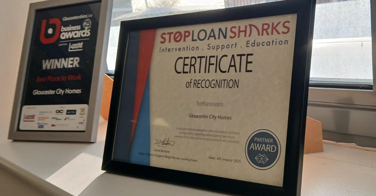 Stop Loan Sharks partner award certificate